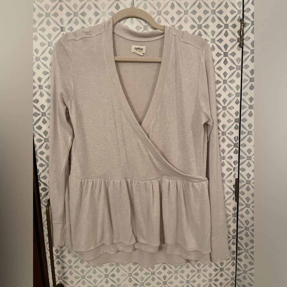 EUC UpWest ultra-soft wrap top in ivory